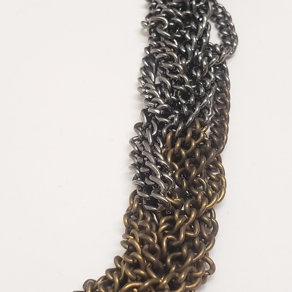 Multi Tone Braided Chain Necklace, Copper Gold & Silver Tone Braided Chain - Picture 7 of 11